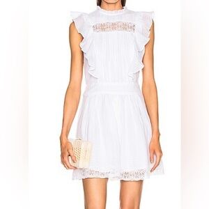Frame Lace Pintuck Ruffle White Dress Ethereal Peasant